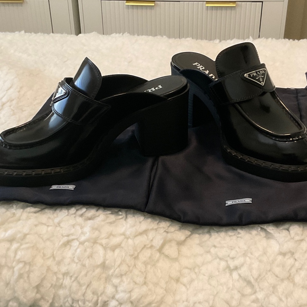 Prada Black Patent Leather Slip-on Loafers (NEVER WORN)